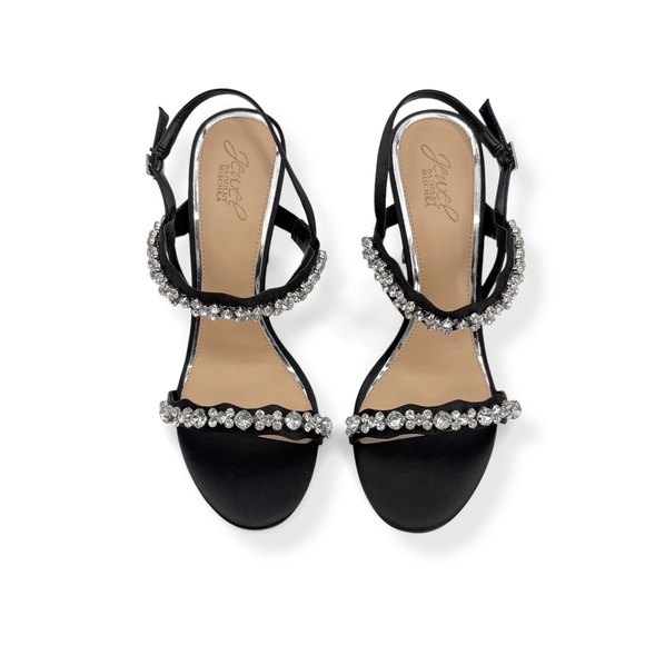 Jewel Badgley Mischka Black Crystal Odette Slingback Sandal‎ - Womens Size 10 - Picture 3 of 7